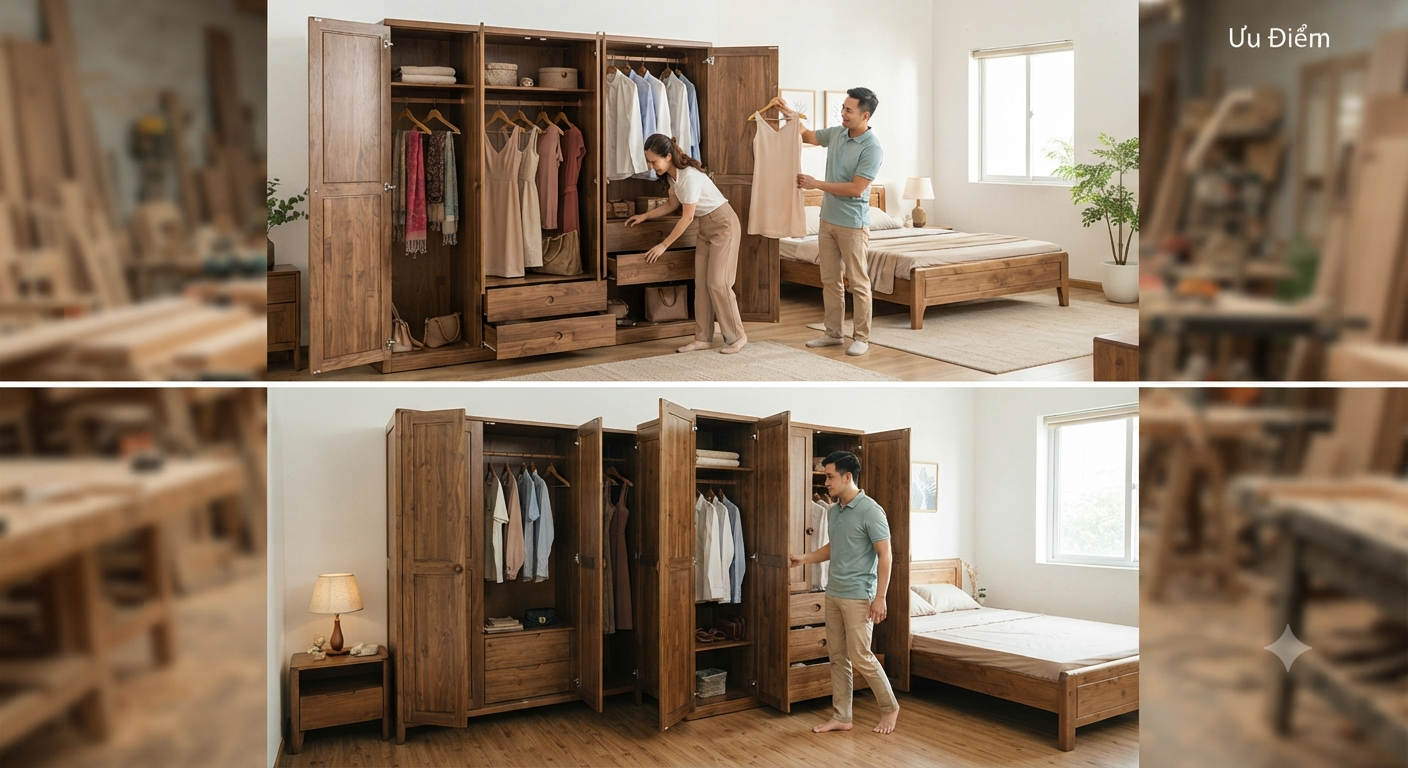 Tủ quần áo gỗ cánh mở: Ưu và nhược điểm