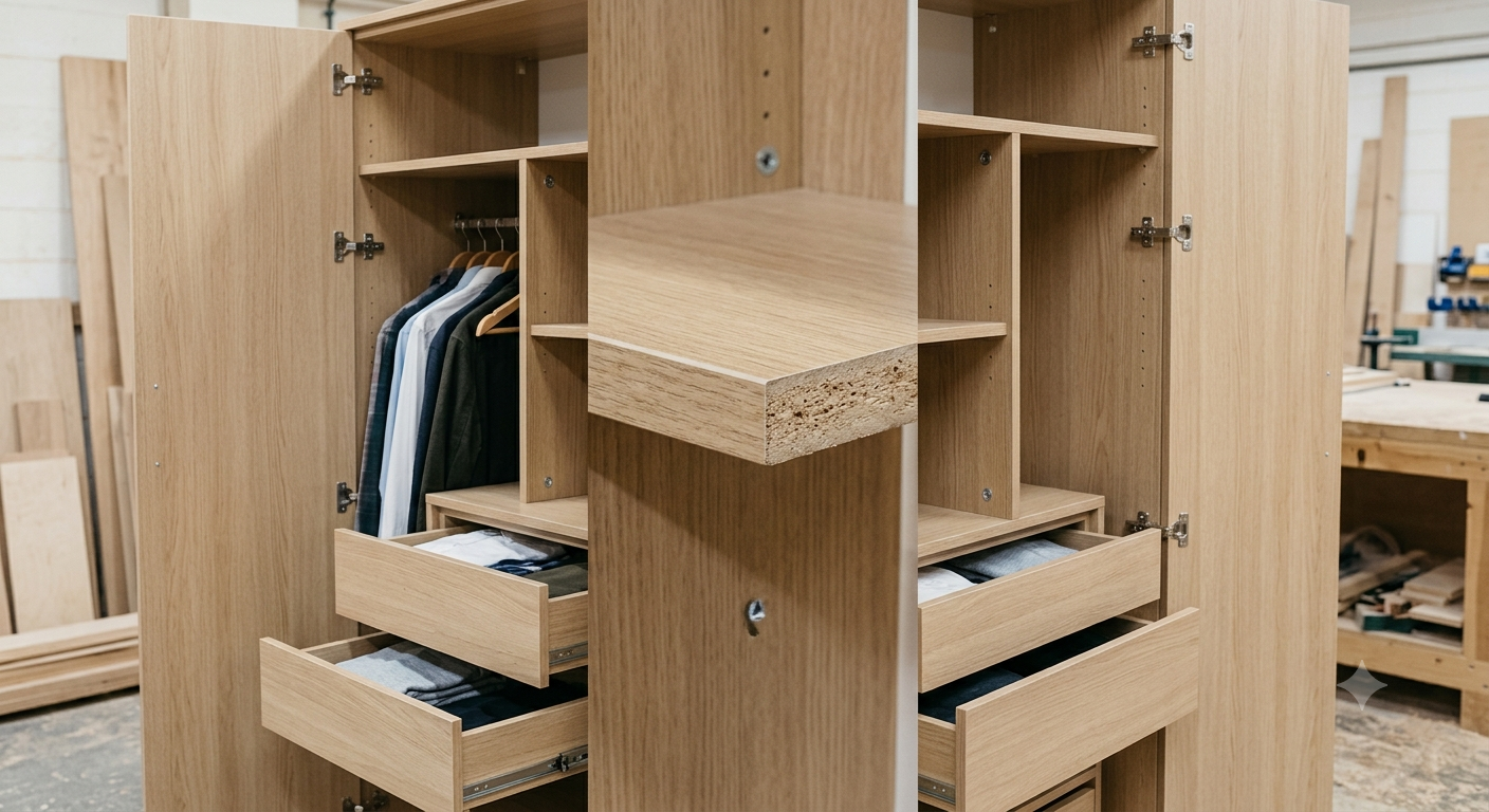 Đặc điểm cấu tạo của tủ quần áo gỗ công nghiệp MDF